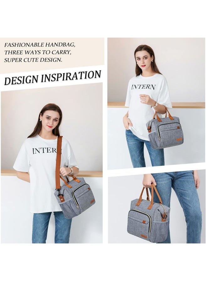 TuErCao Adult Lunch Box - Insulated Lunch Bag Women for Work, Soft Cooler for Beach Travel Picnic, Ladies Lunch Tote Bag for Office, Grey - Image 5