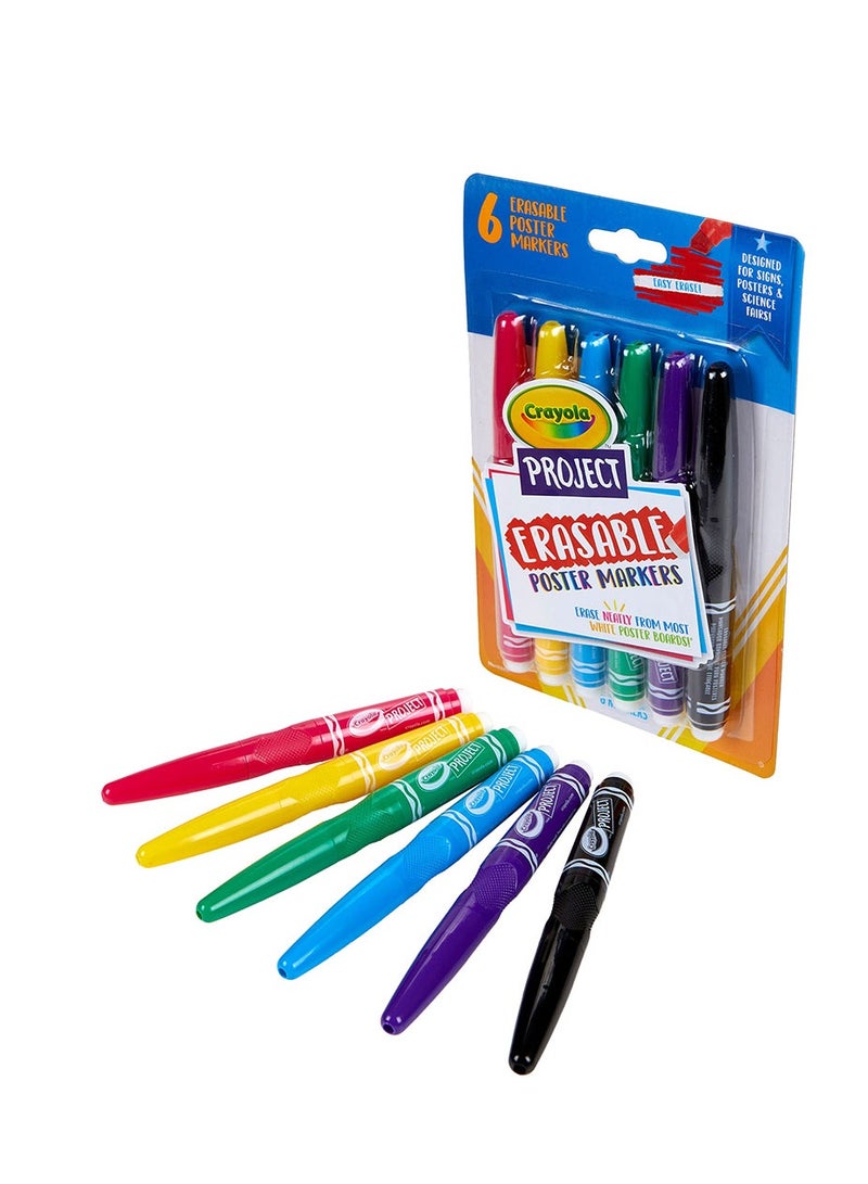 Crayola Project Erasable Poster Markers 6 Pieces - Image 1