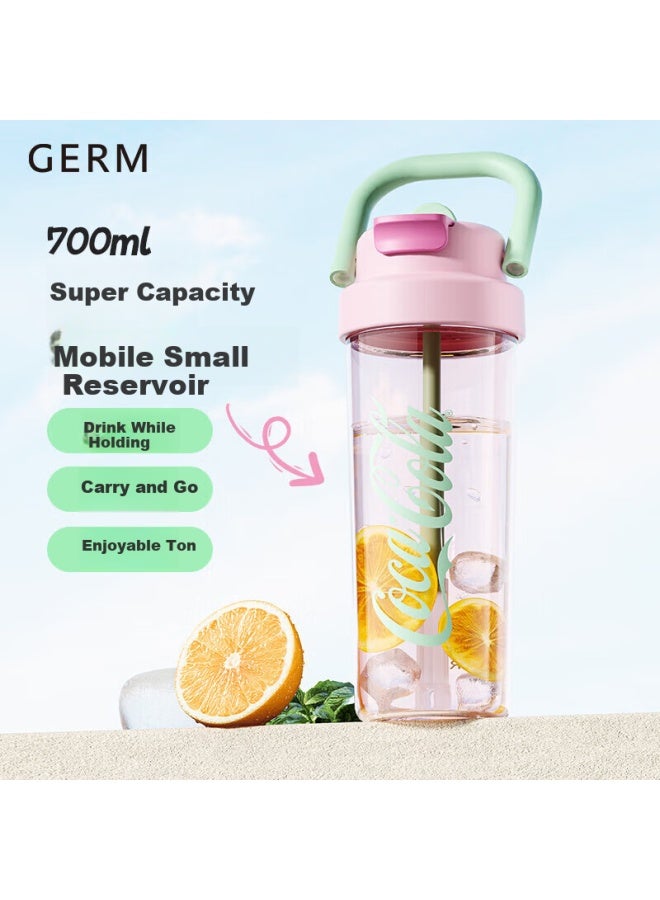 Germ Coca-cola Summer Plastic Cup Straw Water Bottle, Heat-resistant Large Capacity Portable Cup For Women, 700ml Qinghe - Image 1