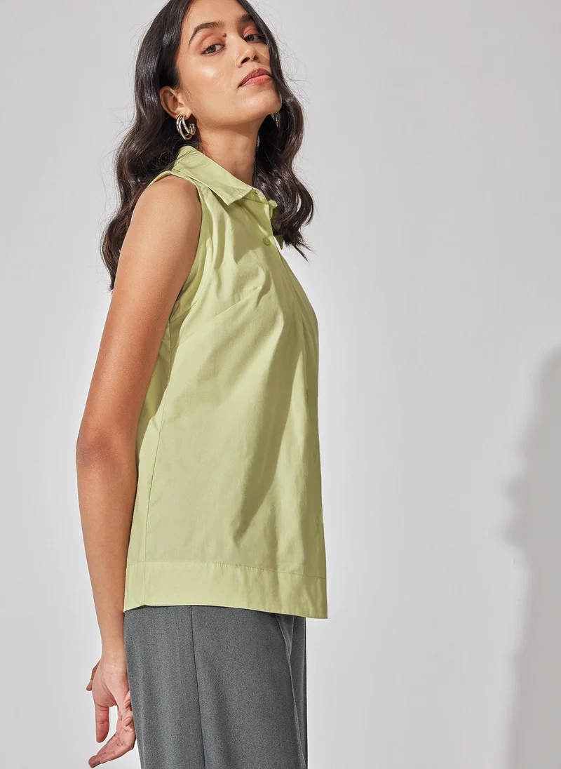 The Label Life Button-down Sleeveless Shirt