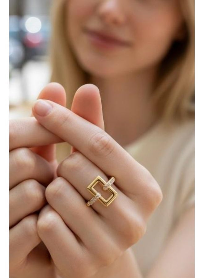 روبي آرت الذهب خاتم نسائي أنيق من الذهب الخالص عيار 18 قيراطًا، وزنه 3.300 جرام - Image 3