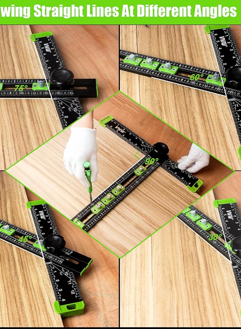GGOOT 16Inch Adjustable Aluminum Drilling Positioning Ruler,Multifunction T-Square, Marking Gauge Tools for Woodworking, Cabinet Hardware Jig, Include Portable Storage Bag  - Image 5