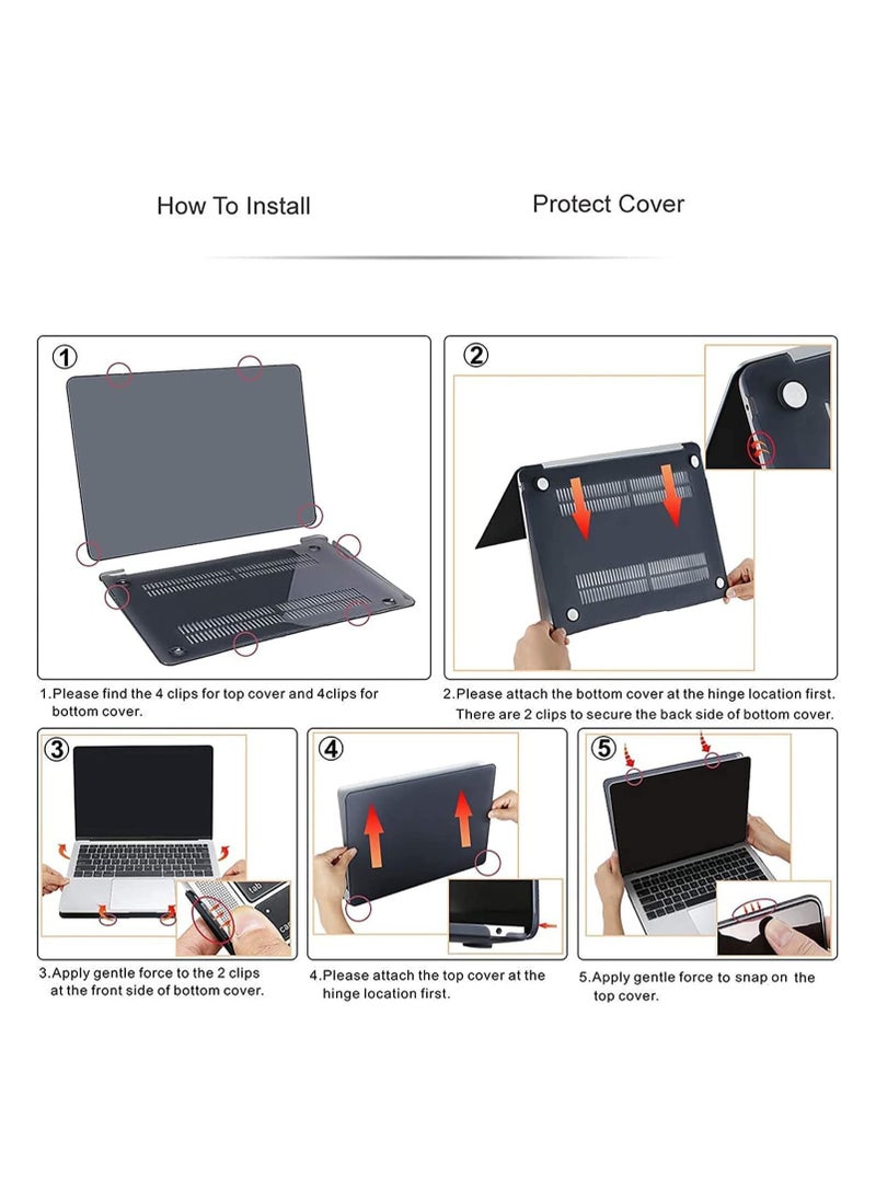 Generic MacBook Air 13 Inch Case 2020 2019 2018 Release A2337 M1 A2179 A1932 | pc Heavy Duty Slim Hard Protective Cover with Fold Kickstand for MacBook Air 13 Inch Retina with Touch ID | Black  - Image 2