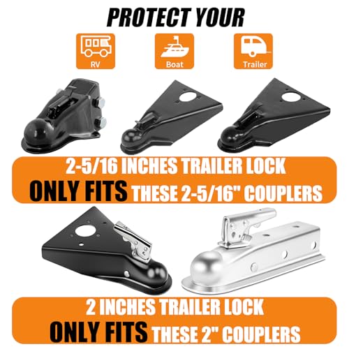 NiwNiw 2-5/16" Heavy Duty Trailer Hitch Lock - Ball Coupler&Safety Chains Anti-Theft,Travel RV/Pop-Up Camper/Boat/Truck/Motorcycle/ATV/UTV/Flatbed/Cargo/Dump/Utility Trailer Tongue Lock Secure Design - Image 2