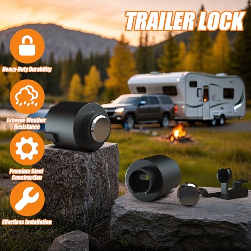 NiwNiw 2-5/16" Heavy Duty Trailer Hitch Lock - Ball Coupler&Safety Chains Anti-Theft,Travel RV/Pop-Up Camper/Boat/Truck/Motorcycle/ATV/UTV/Flatbed/Cargo/Dump/Utility Trailer Tongue Lock Secure Design - Image 5