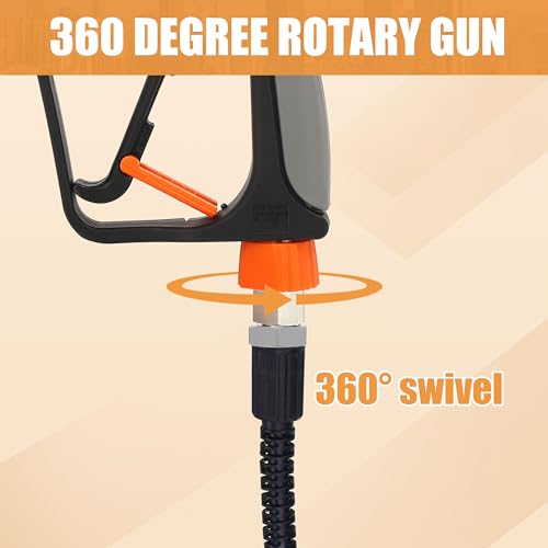 PWACCS Pressure Washer Gun with Foam Cannon, Short Pressure Washer Gun with Swivel, Foam Cannon for Car Wash Gun Kit with 1/4" Quick Connector, 5 Power Washer Nozzle Tips, 1.5 Liter, 5000 PSI - Image 5