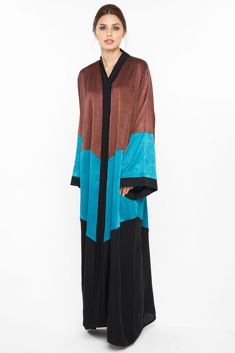 NUKHBAA Three color abaya-AJ388A - Image 1