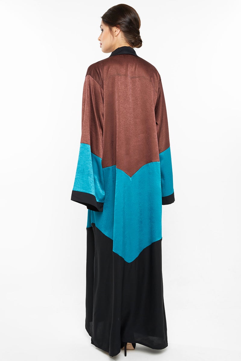 NUKHBAA Three color abaya-AJ388A - Image 3