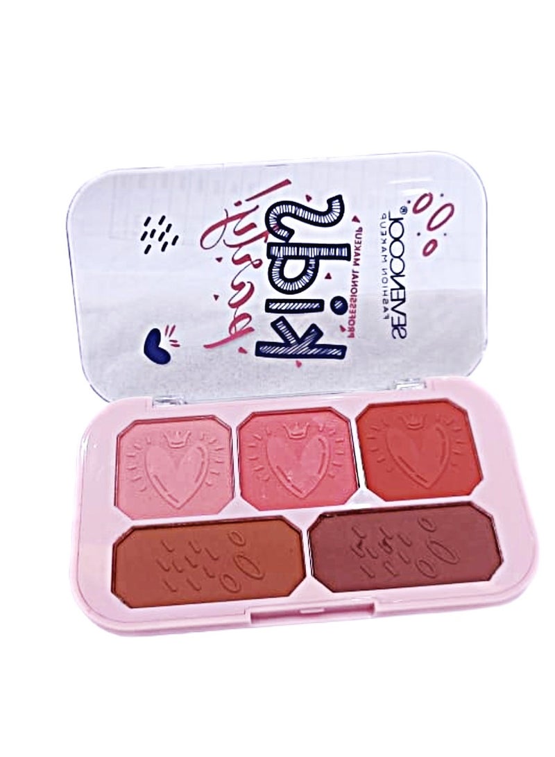 Sevencool Professional 5-in-1 Blusher Palette – Blush, Highlighter, Contour & Eyeshadow for All Skin Tones - Image 1