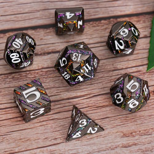 Maywin Inlay Metal Dice Set 7pcs Heavy Zinc Alloy DND RPG Dice for Tabletop Games - Image 5