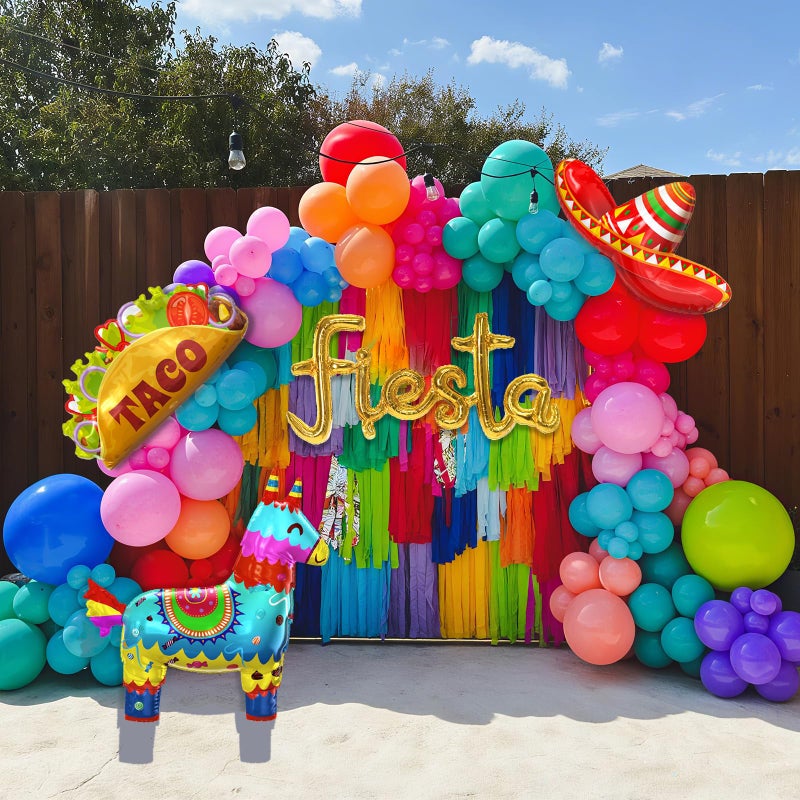 SNLN Cinco De Mayo Fiesta Balloon Arch Kit Mexican Fiesta Party Decorations Huge Custom Llama Taco Sombrero Letter Foil Balloons Rainbow Balloon Arch Kit Mexican Theme Birthday Party Decoration - Image 3