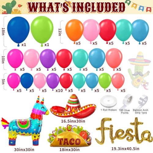 SNLN Cinco De Mayo Fiesta Balloon Arch Kit Mexican Fiesta Party Decorations Huge Custom Llama Taco Sombrero Letter Foil Balloons Rainbow Balloon Arch Kit Mexican Theme Birthday Party Decoration - Image 5
