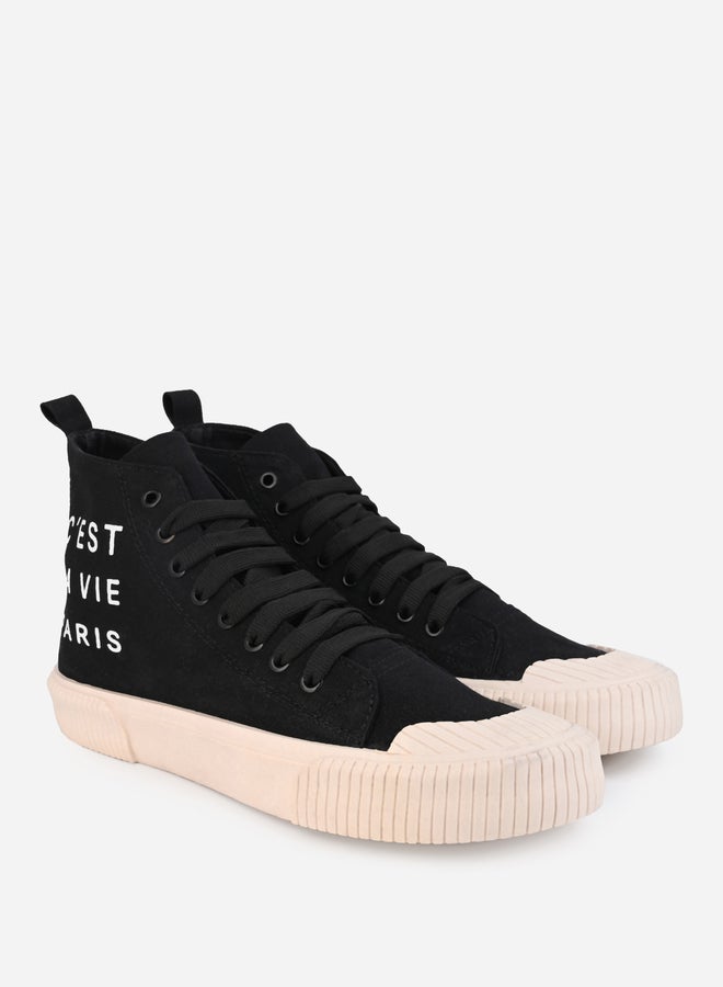 Styli High Top Slogan Print Casual Canvas Shoes  - Image 3