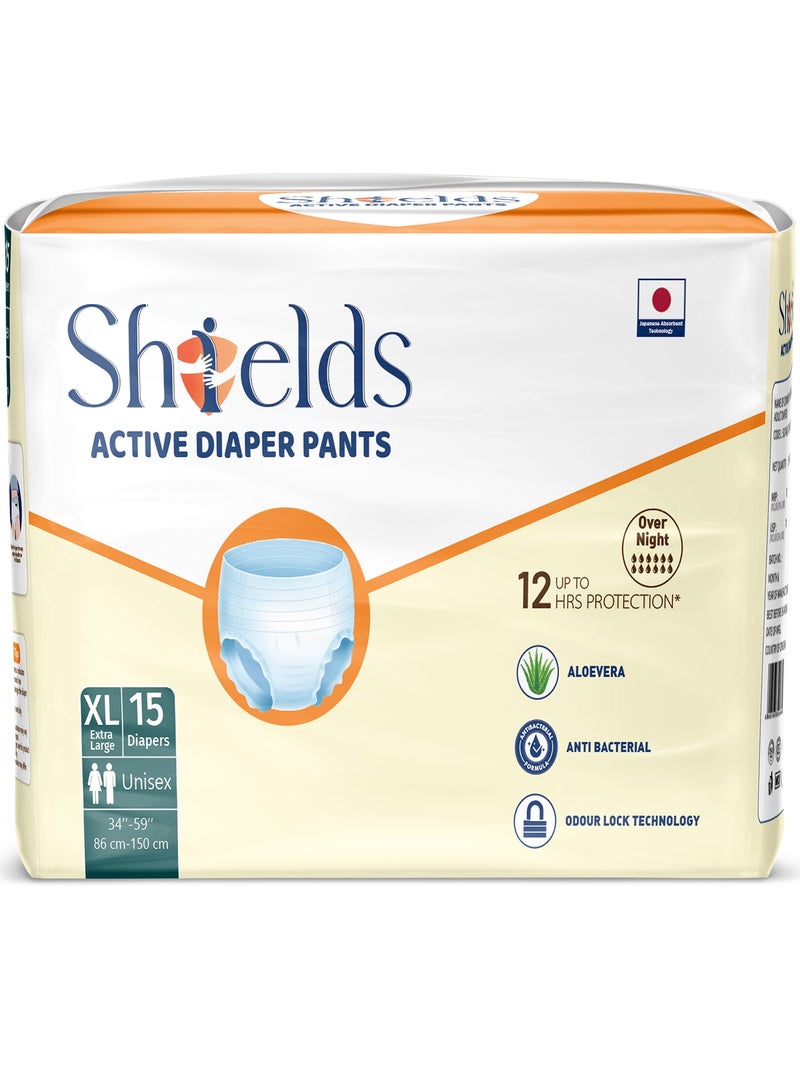 SHIELDS Incontinence Active Adult Diapers Pull-Up Pants, Super Absorbent Leak Guard, XL - Pack of 1 (15 pcs) - Image 1