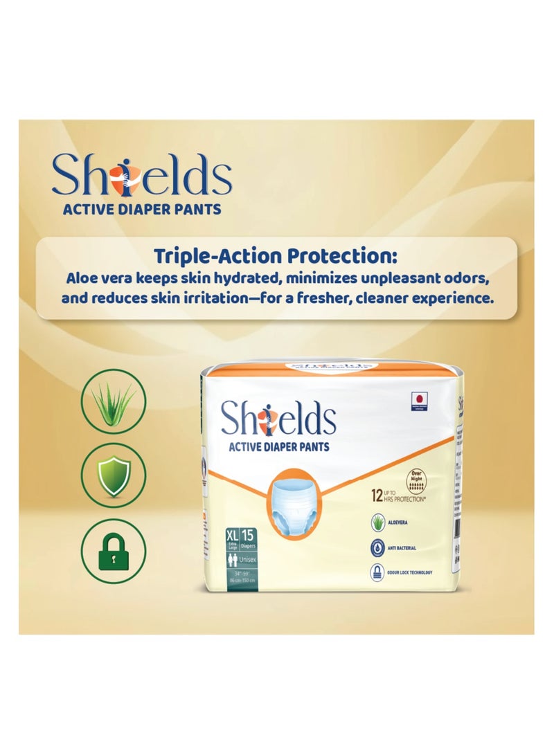 SHIELDS Incontinence Active Adult Diapers Pull-Up Pants, Super Absorbent Leak Guard, XL - Pack of 1 (15 pcs) - Image 2