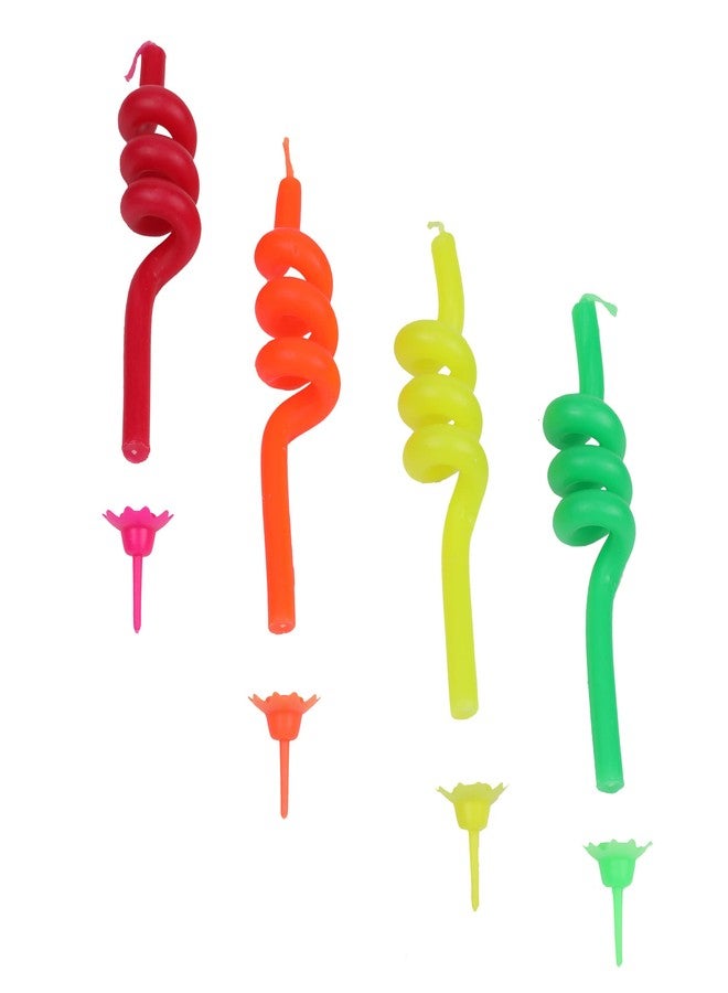 شيف كرافت شموع شيف كرافت الكلاسيكية ذات التصميم الحلزوني، ارتفاع 3.5 بوصة، طقم من 4 قطع، أحمر/برتقالي/أصفر/أخضر - Image 1