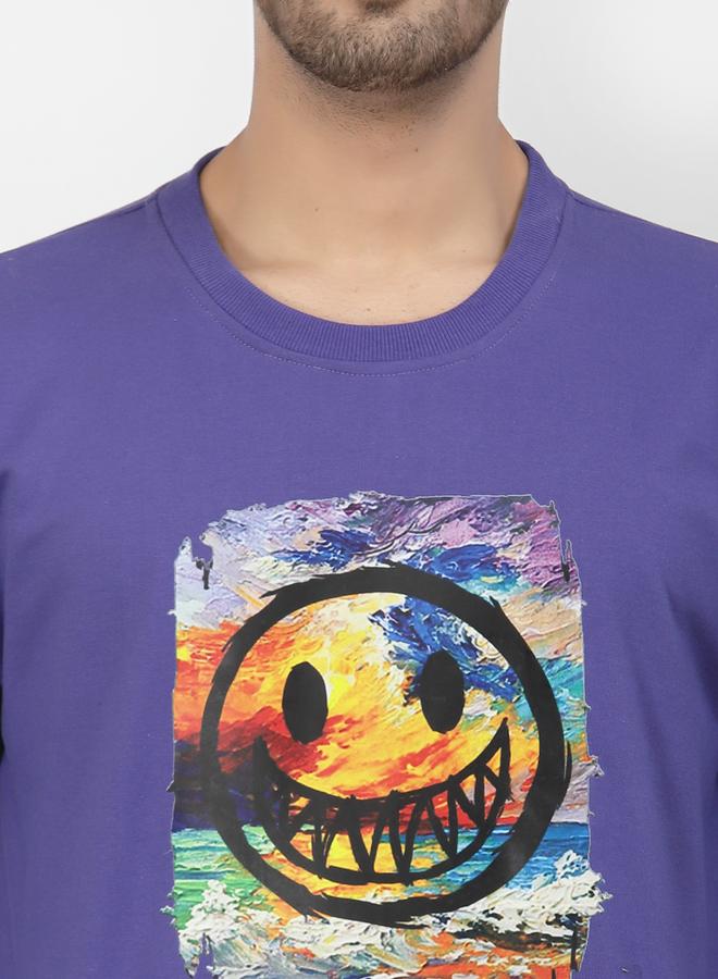 PAUSE Men Purple Graphic Print Pullover Sweatshirt - Image 5