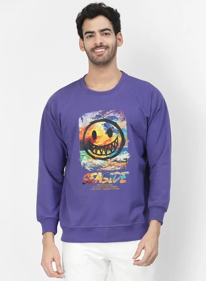 Pause  Men Purple Graphic Print Pullover Sweatshirt for Men | Best Price UAE