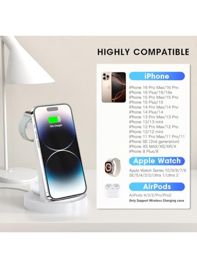 NIBEMINENT 3 in 1 Charging Station for iPhone - Wireless Charger for Apple Products Multiple Devices - Charging Dock Stand for AirPods (for iPhone 16e 16 15 14 13 pro 12 11 X Max)  - Image 5