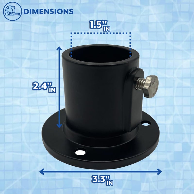 Poolzilla 1-Pack Deck Anchor Flange in Matte Black, Diameter of 1 1/2", Made of High Grade Cast Aluminum - Image 2