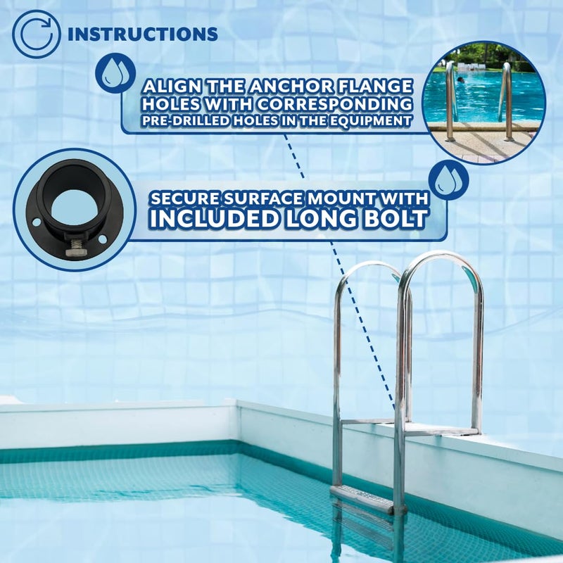 Poolzilla 1-Pack Deck Anchor Flange in Matte Black, Diameter of 1 1/2", Made of High Grade Cast Aluminum - Image 4