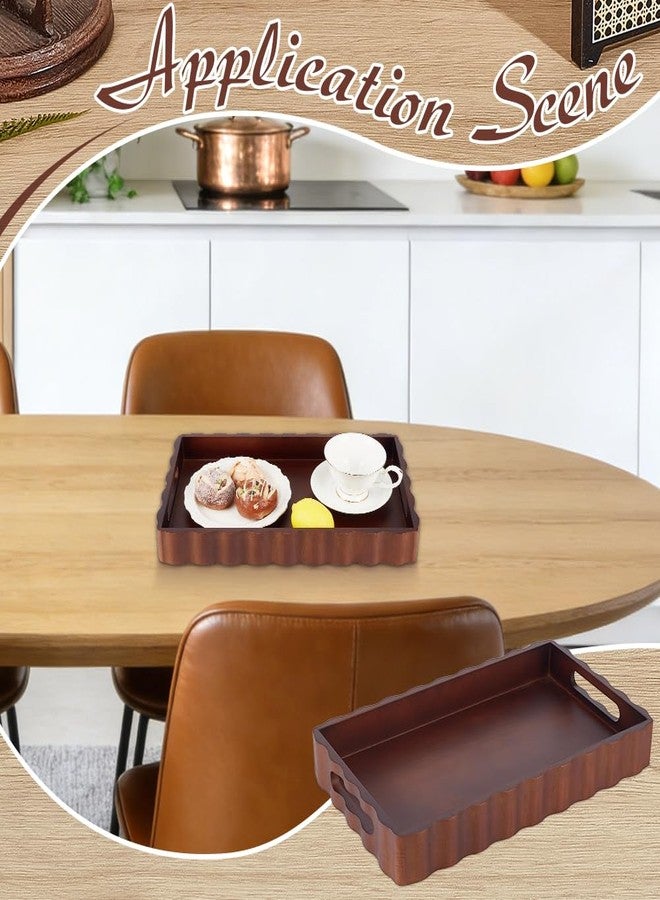 MAYJOYDIY Wooden Serving Tray with Handle 15.7 x 9.2 x 2 Inch Rectangle Wood Decorative Tray Cloud Shape Serving Platter for Afternoon Tea Cosmetics Coffee Cup Aromatherapy Toiletries - Image 5