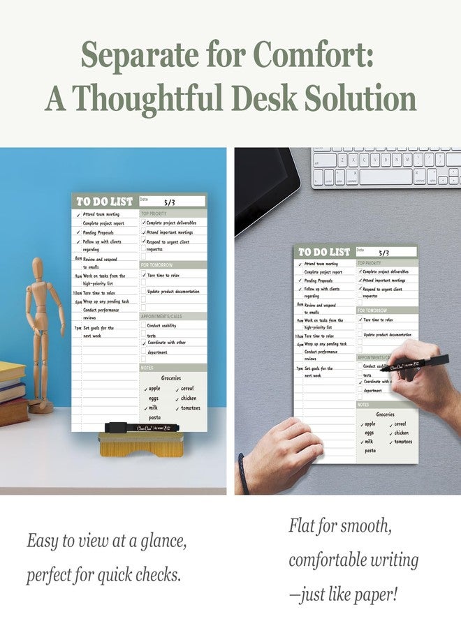 Clever Clean Dry Erase Desk Planning Board - Reusable Desktop Daily Planning Board, Work To-do List - 11"x8.5" Tabletop Dry Erase Board with Stand - Marker Included - Image 4