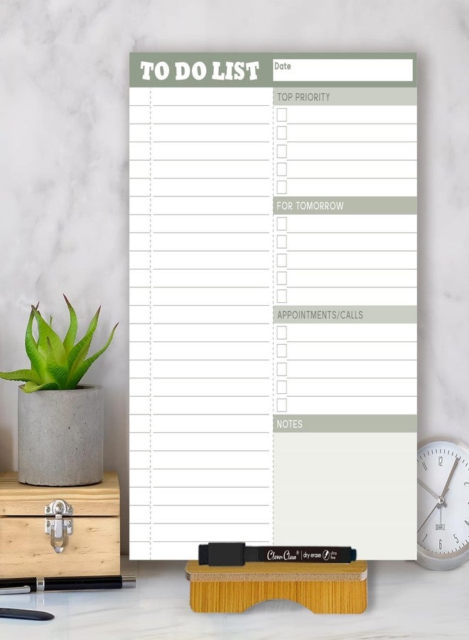 Clever Clean Dry Erase Desk Planning Board - Reusable Desktop Daily Planning Board, Work To-do List - 11"x8.5" Tabletop Dry Erase Board with Stand - Marker Included - Image 1