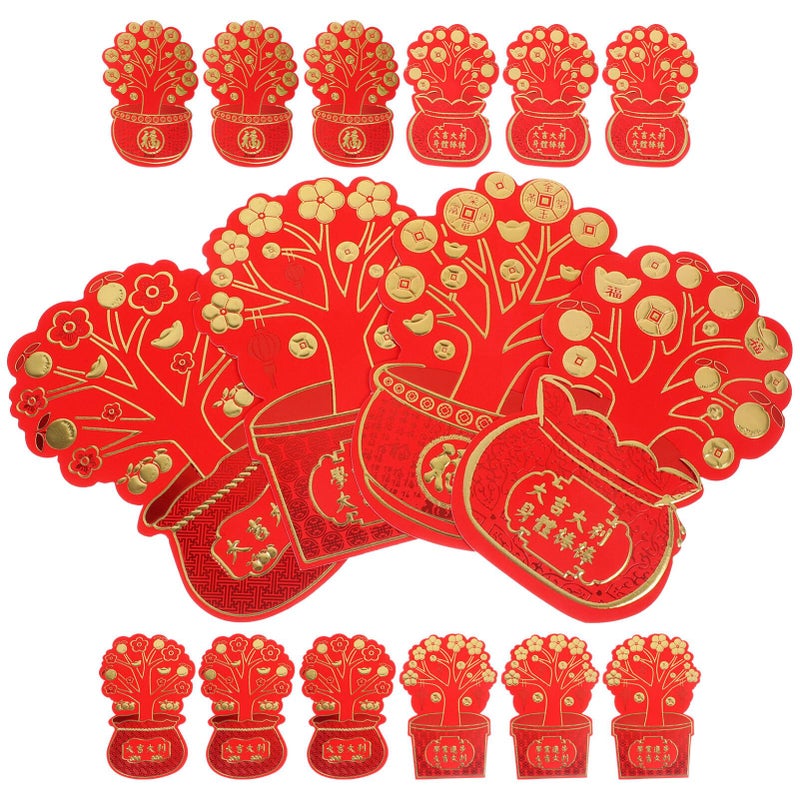 Chinese Lunar Year Red Envelopes 16pcs Mixed Designs Sturdy for Lucky Money Gifting - Image 2