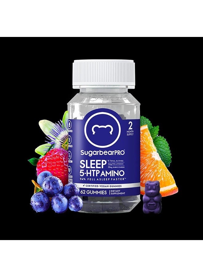 SugarbearPRO Sleep 5-HTP Amino Gummies, 62 Gummies, 2 months supply