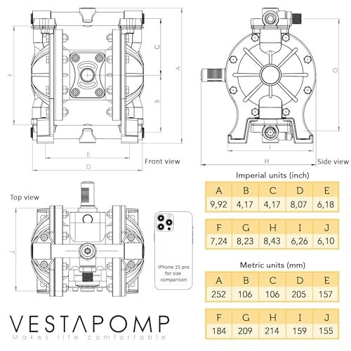 vestapomp makes li fe comfortable Vestapomp Air Operated Diaphragm Pump - Diaphragm Pump Air - Waste Oil AODD Small - Double Pneumatic Transfer (1/2 inch Discharge, Aluminum Body + Nitrile, 15 GPM, 100 PSI) - Image 2