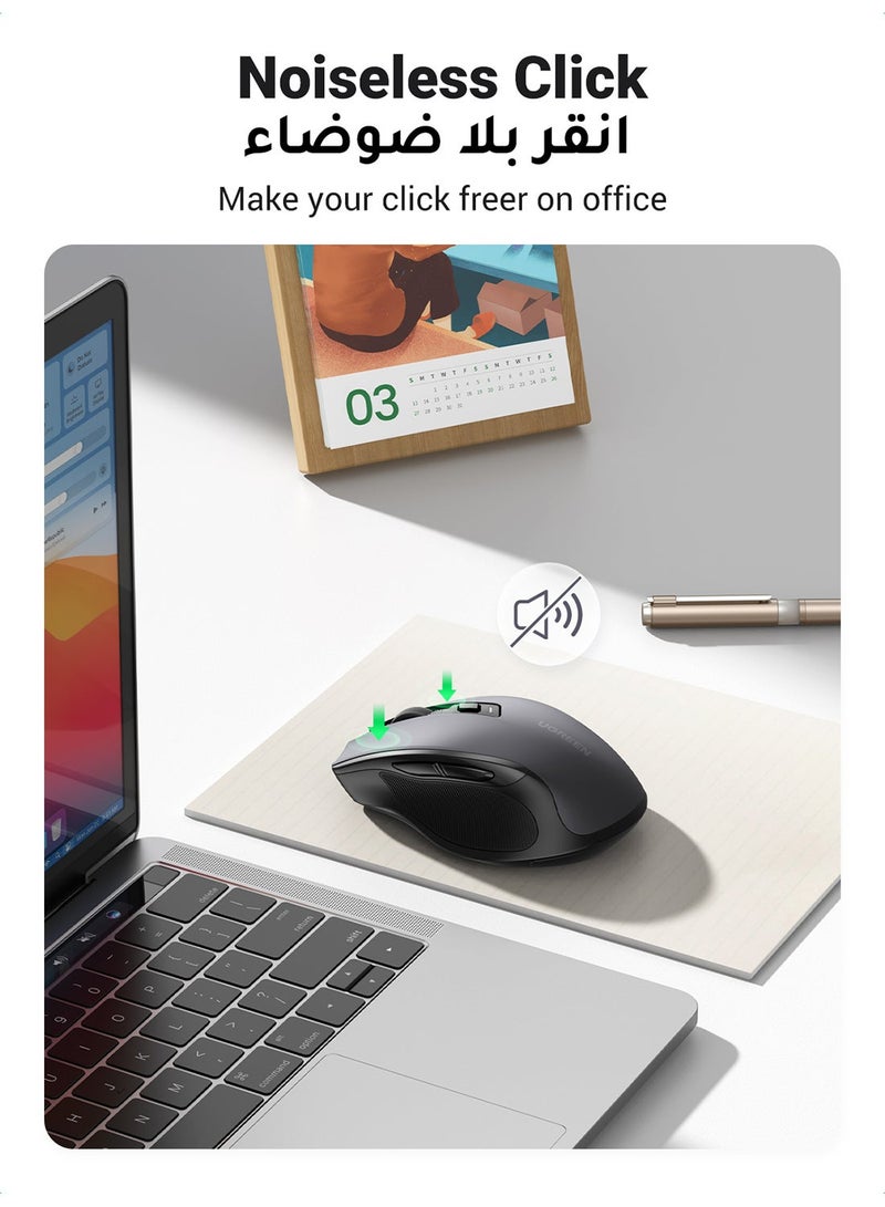 Ugreen Wireless Mouse Ergonomic Mouse With Bluetooth 5.0 & USB 2.4G Dual Mode Mice 5DPI Adjustment up to 4000DPI Silent and Noiseless Cordless Mouse Compatible With Lenovo Dell Macbook ASUS Smart TV USB+Buletooth - Image 3