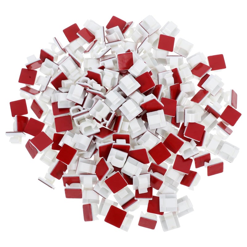 مشابك أسلاك ذاتية اللصق بيضاء 200 قطعة، مثبتات كابلات منظمات للمنزل والمكتب والحائط - Image 2