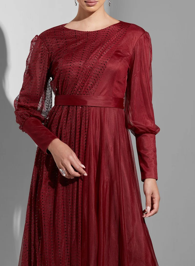 Khizana Ruched Detail Shimmer Dress