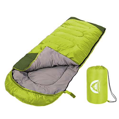 SWTMERRY Sleeping Bag 3 Seasons (Summer, Spring, Fall) Warm & Cool Weather - Lightweight,Waterproof Indoor & Outdoor Use for Kids, Teens & Adults for Camping Hiking, Backpacking and Survival (Green) - Image 1