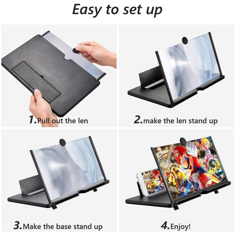 Mobile Viewing Magnifier - High Definition Screen Enlarger Built to Provide Clear, Large Display for Watching Films, Sports Events and Mobile Games Without Eye Fatigue (BIACK) - Image 5