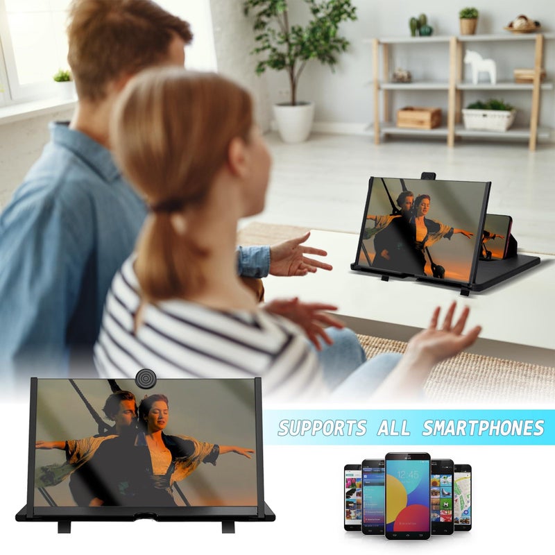 Mobile Viewing Magnifier - High Definition Screen Enlarger Built to Provide Clear, Large Display for Watching Films, Sports Events and Mobile Games Without Eye Fatigue (BIACK) - Image 2