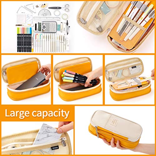 EASTHILL Big Capacity Pencil Pen Case Office College School Large Storage High Bag Pouch Holder Box Organizer Yellow Orange - Image 4