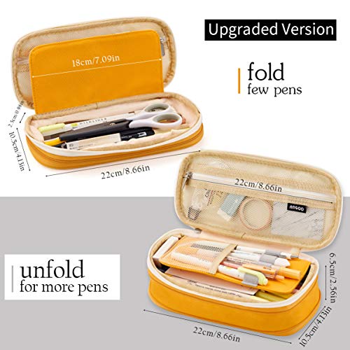 EASTHILL Big Capacity Pencil Pen Case Office College School Large Storage High Bag Pouch Holder Box Organizer Yellow Orange - Image 2