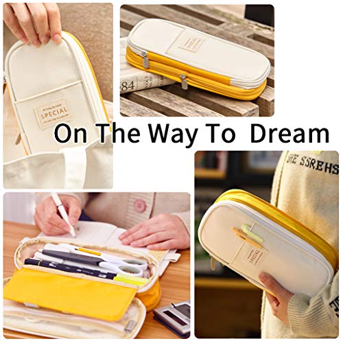 EASTHILL Big Capacity Pencil Pen Case Office College School Large Storage High Bag Pouch Holder Box Organizer Yellow Orange - Image 5