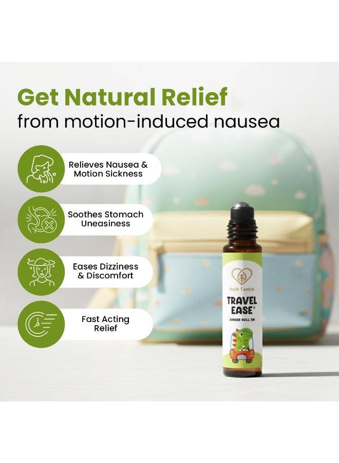 هيرب تانترا Travel Ease Motion Sickness Relief Junior Roll-On | يخفف من دوار السفر والدوخة والغثيان والقيء | 100٪ نقي وطبيعي | آمن للأطفال من عمر سنتين فما فوق | عبوة 9 مل، 1 قطعة - Image 3