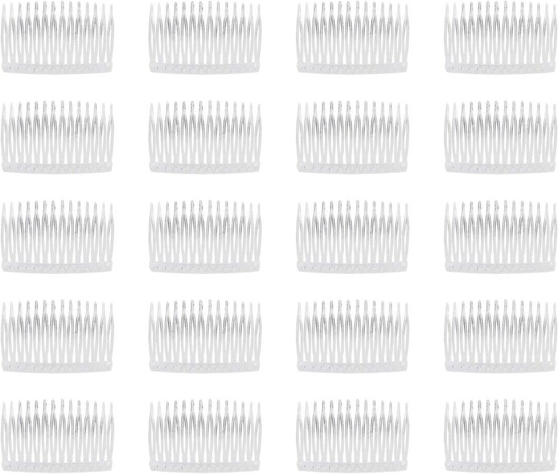 20 Pack Clear Small Plastic Hair Side Comb With Long Teeth Hairpins Grips Barrettes Clamps Bows for Women Bridal Wedding Veil Decorative DIY Headpiece French Twist Updo Bun Accessories