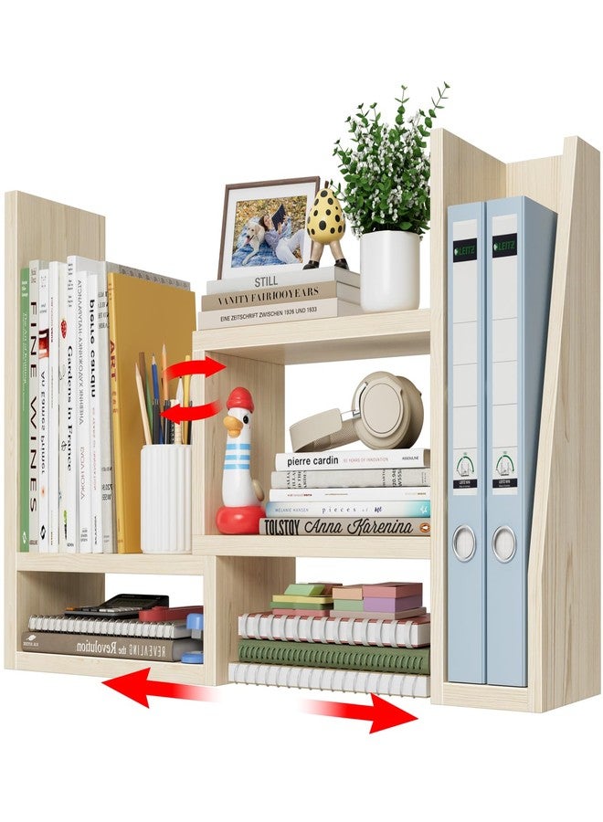 NUTIKAS Desktop File Organizer Desk Organizer Shelf - Wooden Office Organization Shelves for Top of Desk Organizers and Accessories Corner Bookshelf Table Top Shelving Small Hutch Decorations for Women Office - Image 1