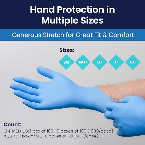Adenna EPW448 Empower 8 Mil Powder-Free Nitrile Exam Gloves, Medical Grade, Blue, X-Large, Box of 90 - Image 5