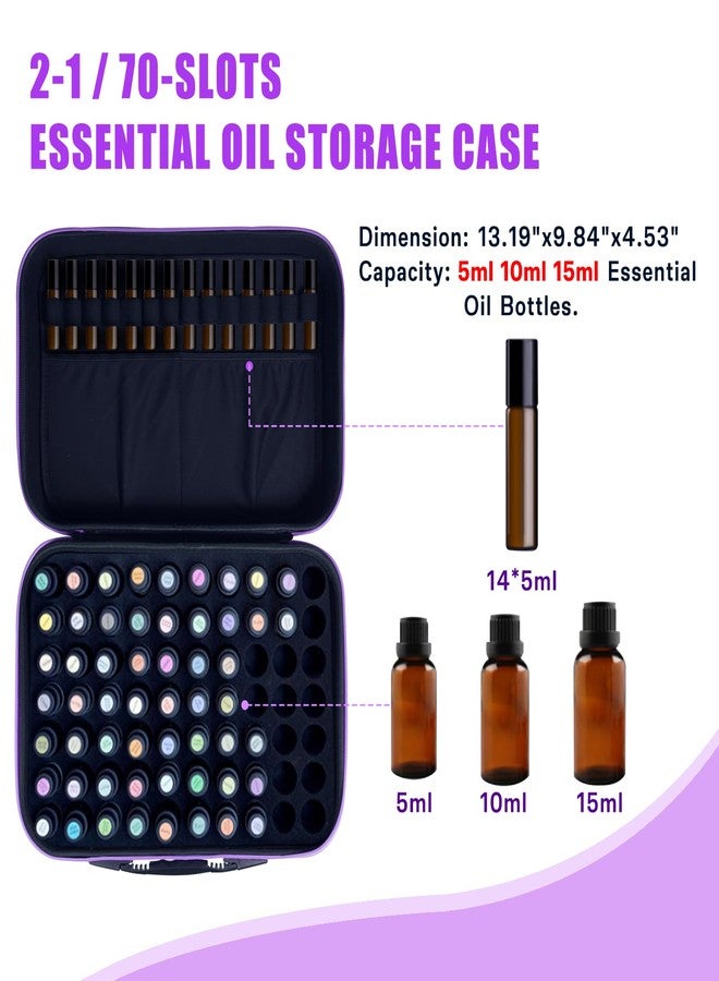 ZORETCO EVA Essential Oil Storage Carrying Case, 70 Bottles, Essential Oils Box for 5ml- 15ml Roller Bottles Travel Storage Organizer Bag with Labels & Bottle Opener for doTERRA & Young Living - Image 2