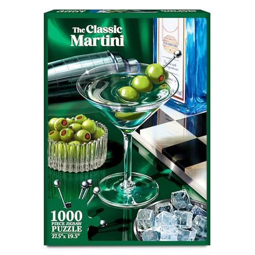 Gouda Games Jigsaw Puzzle 1000 Pieces - The Classic Martini, Cocktail Puzzle for Adults with Full-Size Poster, Includes Sorting Trays, Gifts for Cocktail Lovers, Finished Size 27.5" x 19.5" - Image 1