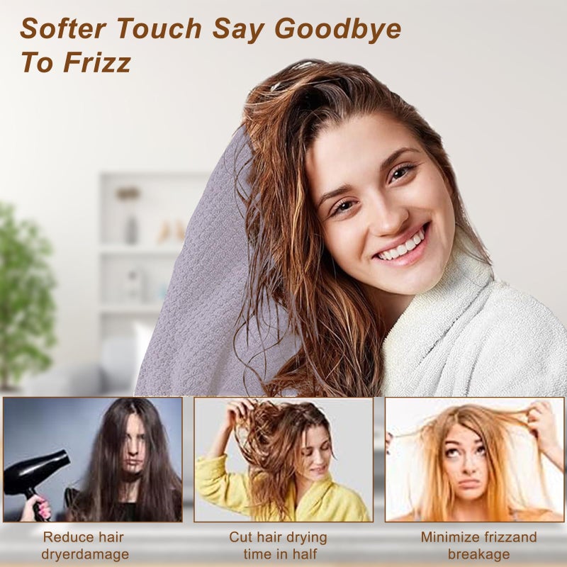 Kldnkig Microfiber Hair Towel Wrap, 3 Pack (Gray) Soft Hair Drying Towel,Shower Cap & Hair Accessories for Woman,Drying Hair Wrap Towels for Curly Hair Women Anti Frizz - Image 3