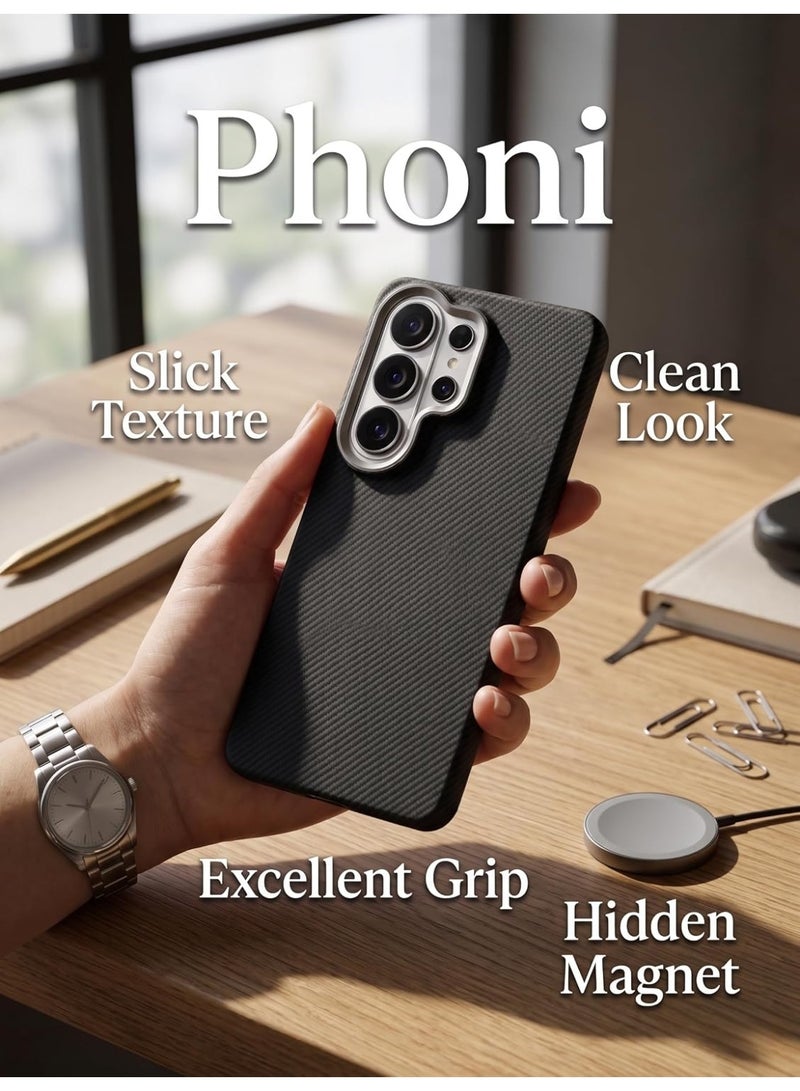Phoni Slim-Fit Case for Samsung S26 Ultra Case,Thin Protective Cover, Pattern, Tactile Anti-Slip Grip, Shockproof Lightweight Durable Phone Case - Classic Carbon - Image 4