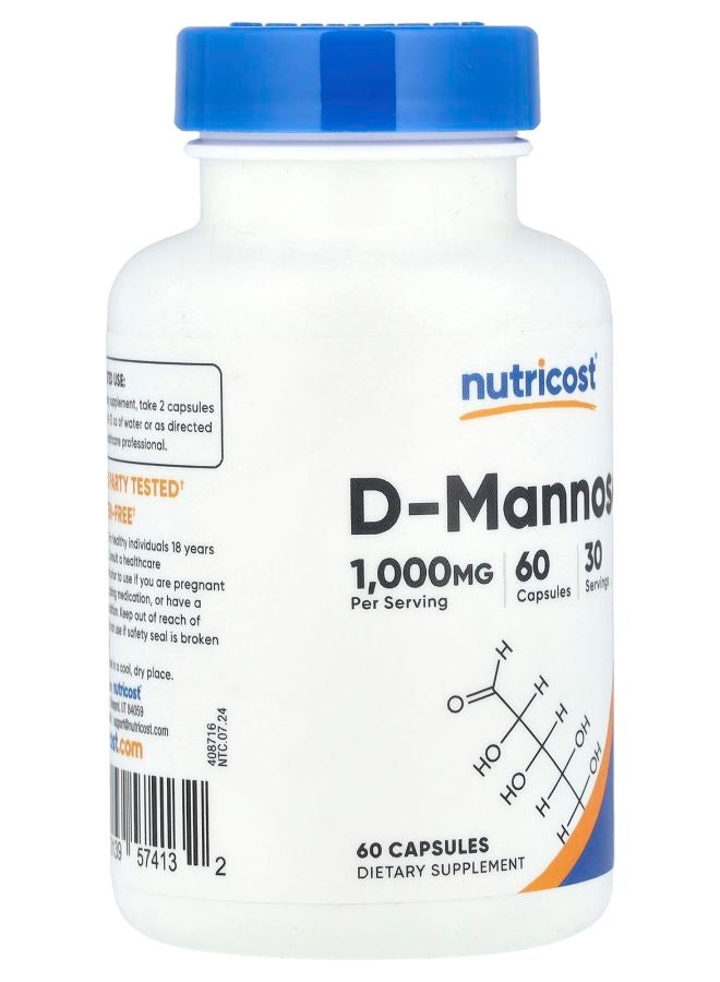 Nutricost D-Mannose 60 Capsules (500 mg per Capsule) - Image 2
