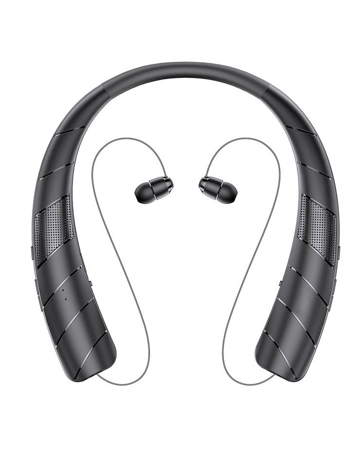 SYOSI - Bluetooth Headphones Speaker 2 in 1 In-Ear Neckband Wireless with Retractable Earbuds 3D Stereo Sweatproof for Running - Image 1